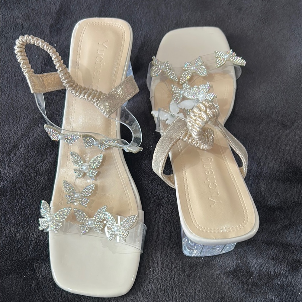 Gold and Silver Butterfly Sandals